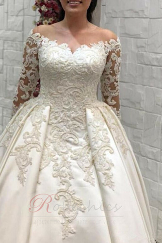 Robe de mariée Épaule Dégagée A-ligne Couvert de Dentelle Naturel taille - Page 3