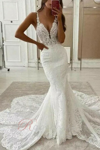 Robe de mariée Longue Sans Manches Couvert de Dentelle Naturel taille - Page 1