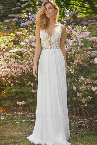 Robe de mariée Mousseline de soie Gaze Printemps a ligne Sans Manches - Page 1