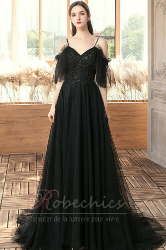 Robe de Soirée Perle Manche Lâche Manche Courte Norme Epurée Tulle - Page 1