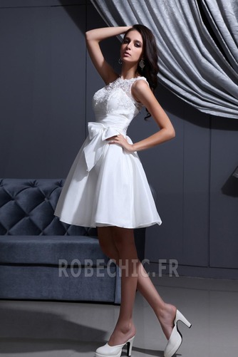 Robe de mariée Été Tube droit mini Satin Élastique aligne Blanche - Page 3