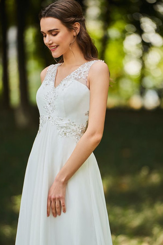 Robe de mariée Sans Manches Col en V Naturel taille A-ligne Mince - Page 4