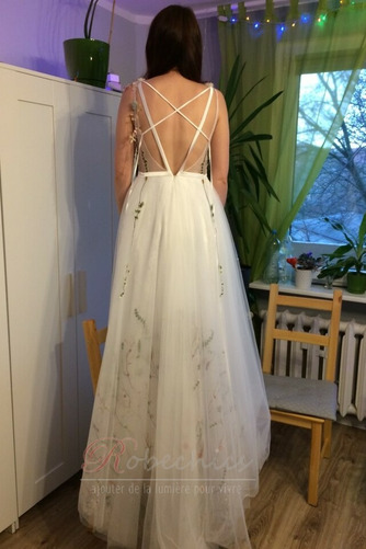 Robe de mariée Dos nu Triangle Inversé Col en V Romantique Sans Manches - Page 8