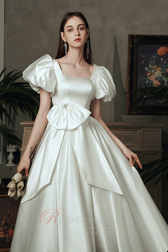 Robe de mariée Longueur Mollet Simple Lacet Printemps Satin A-ligne - Page 4