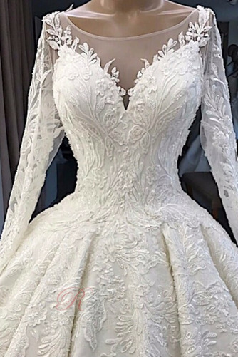 Robe de mariée Manche Longue Couvert de Dentelle Naturel taille Formelle - Page 3