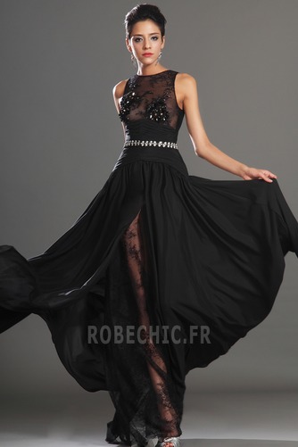 Robe de Bal Thigh-High Slit Glamour Chiffon Sans Manches Ouverture Frontale - Page 4