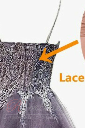 Robe de Cocktail Lacez vers le haut aligne Luxueux Automne Tulle Bretelles Spaghetti - Page 3