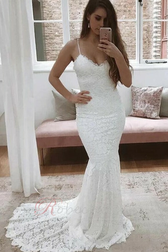 Robe de mariée Dentelle Bretelles Spaghetti Elégant Train de balayage - Page 1