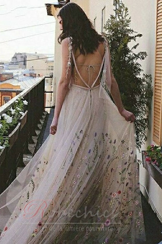 Robe de mariée Dos nu Triangle Inversé Col en V Romantique Sans Manches - Page 6