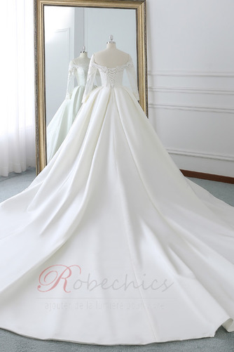 Robe de mariée Salle Lacet Plus la taille Satin Appliques Naturel taille - Page 3