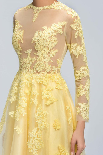 Robe de Soirée Appliques A-ligne Naturel taille Manche Longue - Page 5