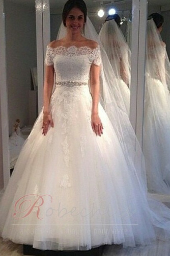 Robe de mariée Longue Médium Perlé A-ligne Romantique Zip - Page 1