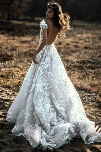 Robe de mariée Dos nu Sans Manches De plein air Naturel taille Fleurs - Page 2