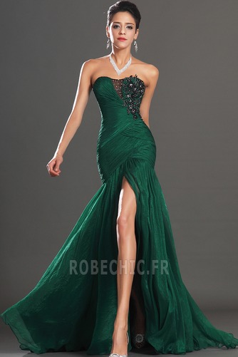 Robe de Soirée Jade Sans Manches Tube droit Glamour Chiffon Zip - Page 1