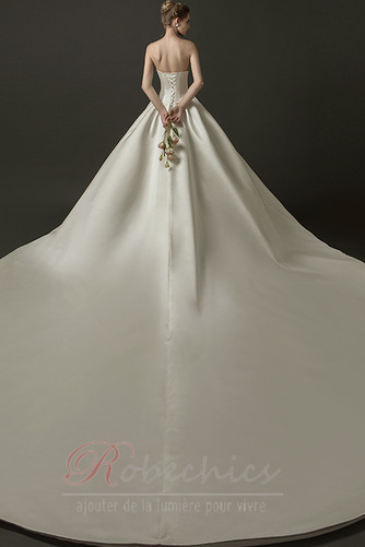 Robe de mariée Naturel taille Dos nu Satin Sans bretelles Epurée - Page 3