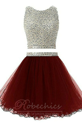 Robe de Cocktail Col ras du Cou Glamour Poire Tulle Sans Manches Naturel taille - Page 4