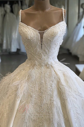 Robe de mariée Traîne Longue Corsage Avec Bijoux A-ligne Formelle - Page 2