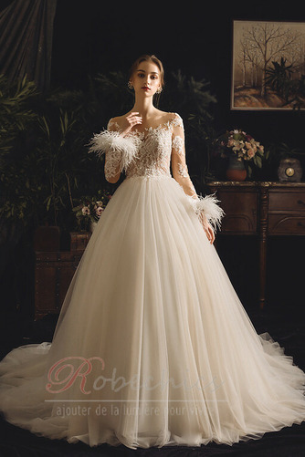 Robe de mariée Salle Manche Aérienne Romantique A-ligne Poire Lacet - Page 1