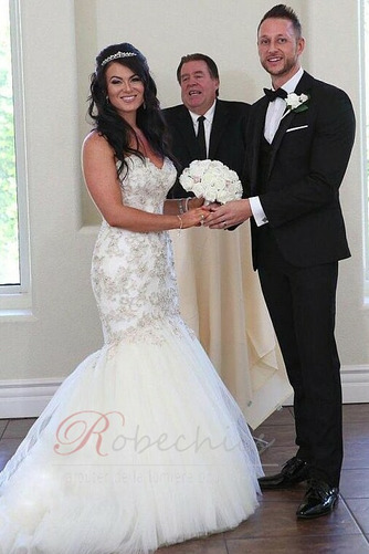 Robe de mariée Sirène Eglise Fourreau Avec Bijoux Perle Naturel taille - Page 3