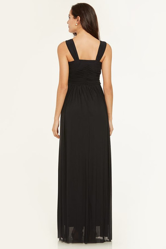 Robe de Soirée Chiffon Col en V Fourreau plissé Empire noble Col en V Foncé - Page 2