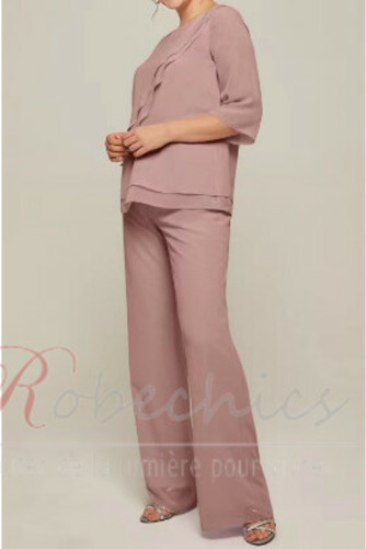 Robe de mère pantalon de costume Col ras du Cou Printemps Chiffon Naturel taille Longueur Cheville - Page 3