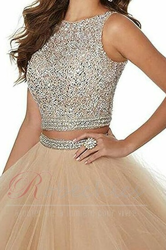 Robe de Cocktail Col ras du Cou Glamour Poire Tulle Sans Manches Naturel taille - Page 3