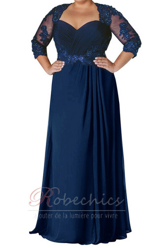 Robe Mère de Mariée Longueur au sol Col Élisabéthain Chiffon Sablier aligne - Page 6