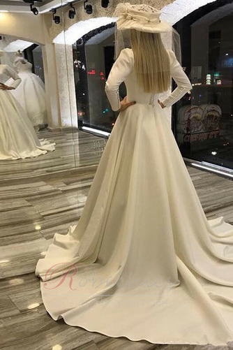 Robe de mariée Simple a ligne Froid Au Drapée Traîne Courte Col Bateau - Page 2