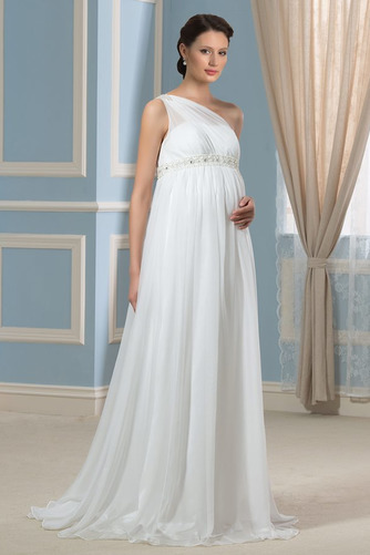 Robe de mariée semi-couverte Maternité Epurée Plage Épaule Asymétrique - Page 3