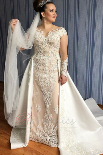 Robe de mariée Grandes Tailles aligne Classique Manche Aérienne Longue - Page 1