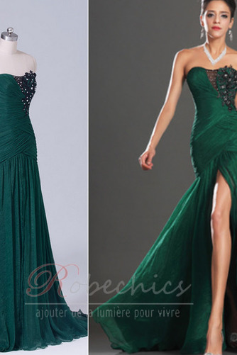 Robe de Soirée Jade Sans Manches Tube droit Glamour Chiffon Zip - Page 7