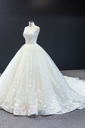 Robe de mariée Traîne Moyenne Sans Manches Manquant Elégant Tulle - Page 6