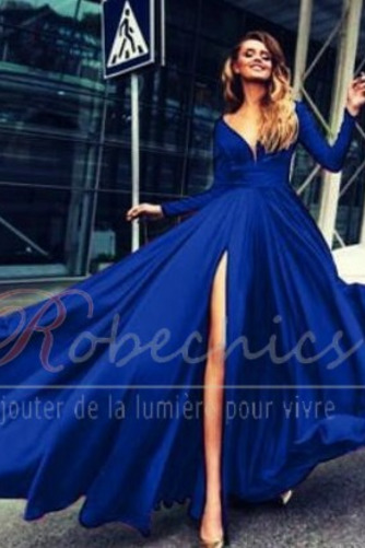 Robe de Soirée Col en V Manche de T-shirt Thigh-High Slit Naturel taille - Page 6