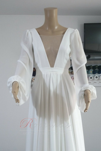 Robe de mariée Dos nu Longue Naturel taille Col en V aligne Automne - Page 3