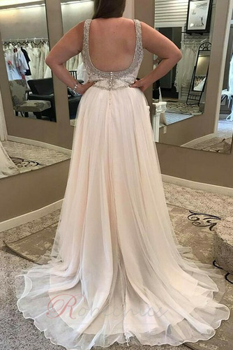 Robe de mariée Tulle Elégant Fourreau Avec Bijoux Naturel taille Col en V Foncé - Page 2