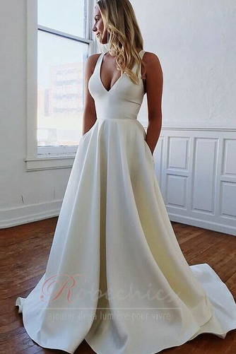 Robe de mariée Dos nu Traîne Courte Été Naturel taille Sans Manches - Page 1