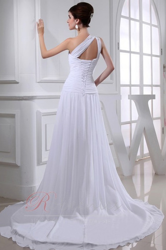 Robe de mariée A-ligne Lacet Médium Épaule Asymétrique Perle Chiffon - Page 2