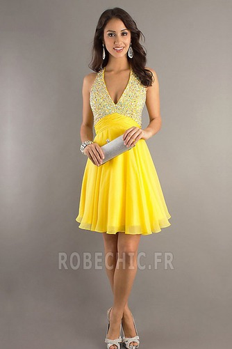 Robe de Bal Dos nu Fourreau Avec Bijoux Jaune Petites Tailles - Page 3