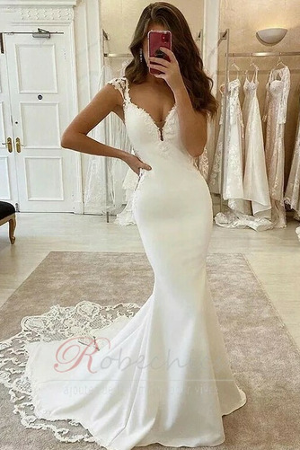 Robe de mariée Dos nu Train de balayage Elégant Appliques Sirène Satin - Page 1