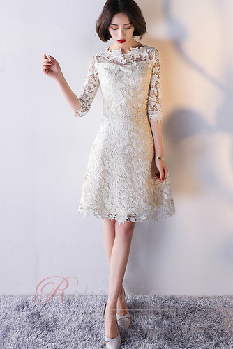 Robe de Cocktail Epurée Col Bateau Tissu Dentelle 3/4 Manche Triangle Inversé - Page 2