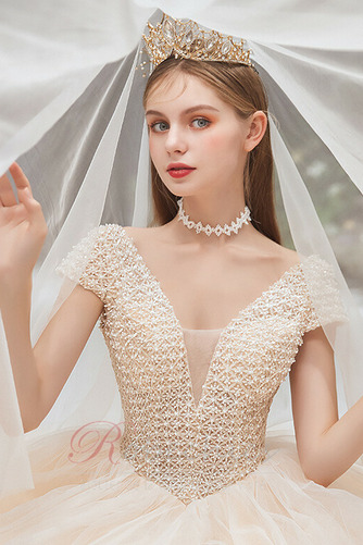 Robe de mariée Médium Formelle Perle Chaussez A-ligne Traîne Moyenne - Page 6