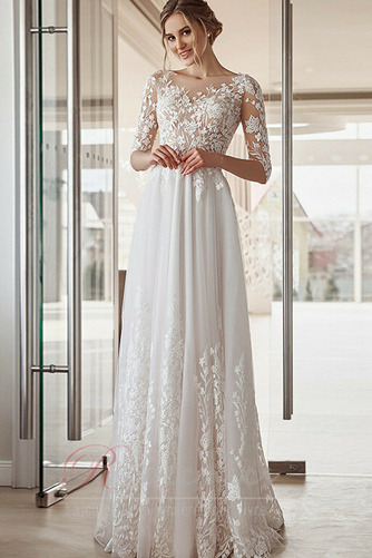 Robe de mariée De plein air Naturel taille Gaze Luxueux Longueur ras du Sol - Page 1