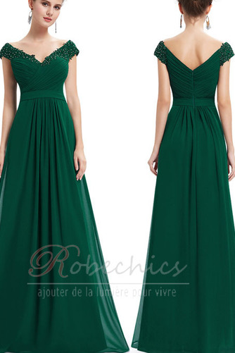 Robe de Soirée Dos nu aligne Mousseline de soie Au Drapée Manche Courte - Page 2