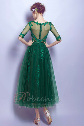 Robe de Cocktail Col Bateau Romantique Gaze 3/4 Manche Tissu Dentelle - Page 2