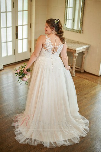 Robe de mariée Dos nu Sans Manches Col en V a ligne Train de balayage - Page 2