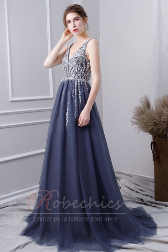 Robe de Bal Dos nu Sans Manches Sexy Train de petit aligne Tulle - Page 3