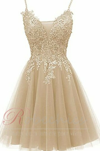 Robe de Cocktail Lacez vers le haut aligne Luxueux Automne Tulle Bretelles Spaghetti - Page 6