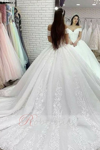 Robe de mariée Tulle Naturel taille Appliques Sans Manches Épaule Dégagée - Page 2