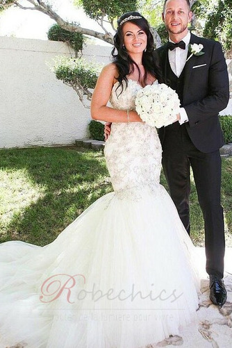 Robe de mariée Sirène Eglise Fourreau Avec Bijoux Perle Naturel taille - Page 1