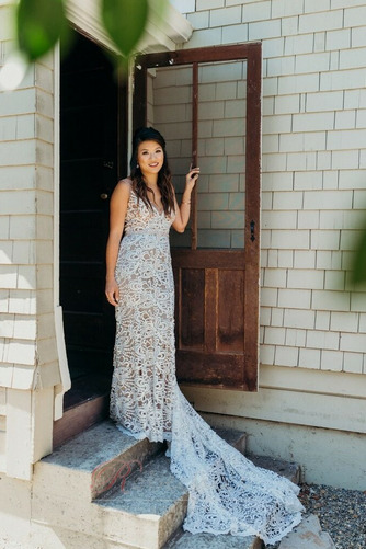 Robe de mariée Dentelle Naturel taille Maigre Sans Manches Plage Train de petit - Page 1